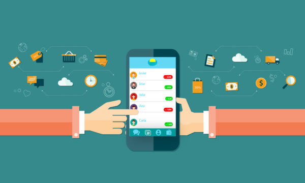 vector business mobile online shopping and e-marketing