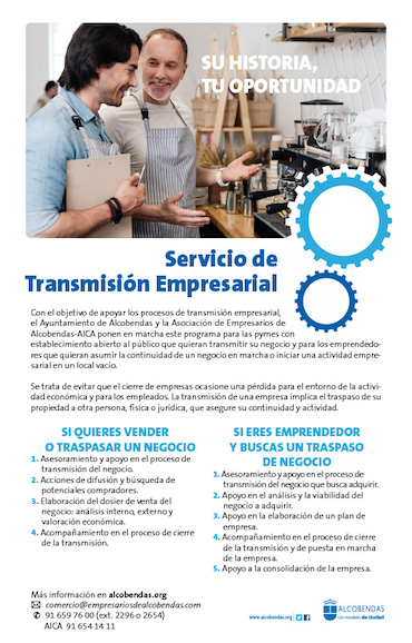 Alcobendas presta un servicio municipal de asesoramiento para la transmisión empresarial