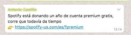 ¡Cuidado con el virus de WhatsApp que regala Spotify!