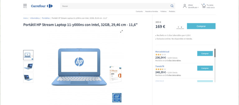 ¿Cuánto vale un mismo ordenador en dos tiendas distintas?